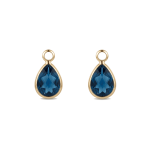 Blue Teardrop Crystal Charm - 7×12mm 18K Gold  Plated