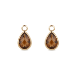 Brown Teardrop Crystal Charm - 7×12mm 18K Gold Plated