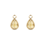 Yellow Teardrop Crystal Charm - 7×12mm 18K Gold Plated