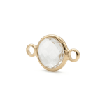 White Circle Crystal Connector - 9×15mm 18K Gold Plated - Image 2