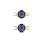 Blue Circle Crystal Connector - 6×12mm 18K Gold Plated