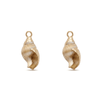 Cream Gold Edge Spiral Natural Shell Charm - 10×26mm