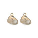 White Gold Edge Natural Snail Shell Charm - 13×13mm