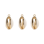 Cream Gold Edge Natural Cowrie Shell Charm - 14×23mm