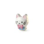 White Pink Kitty Enamel Jewelry Beads - 13×15mm - Image 2