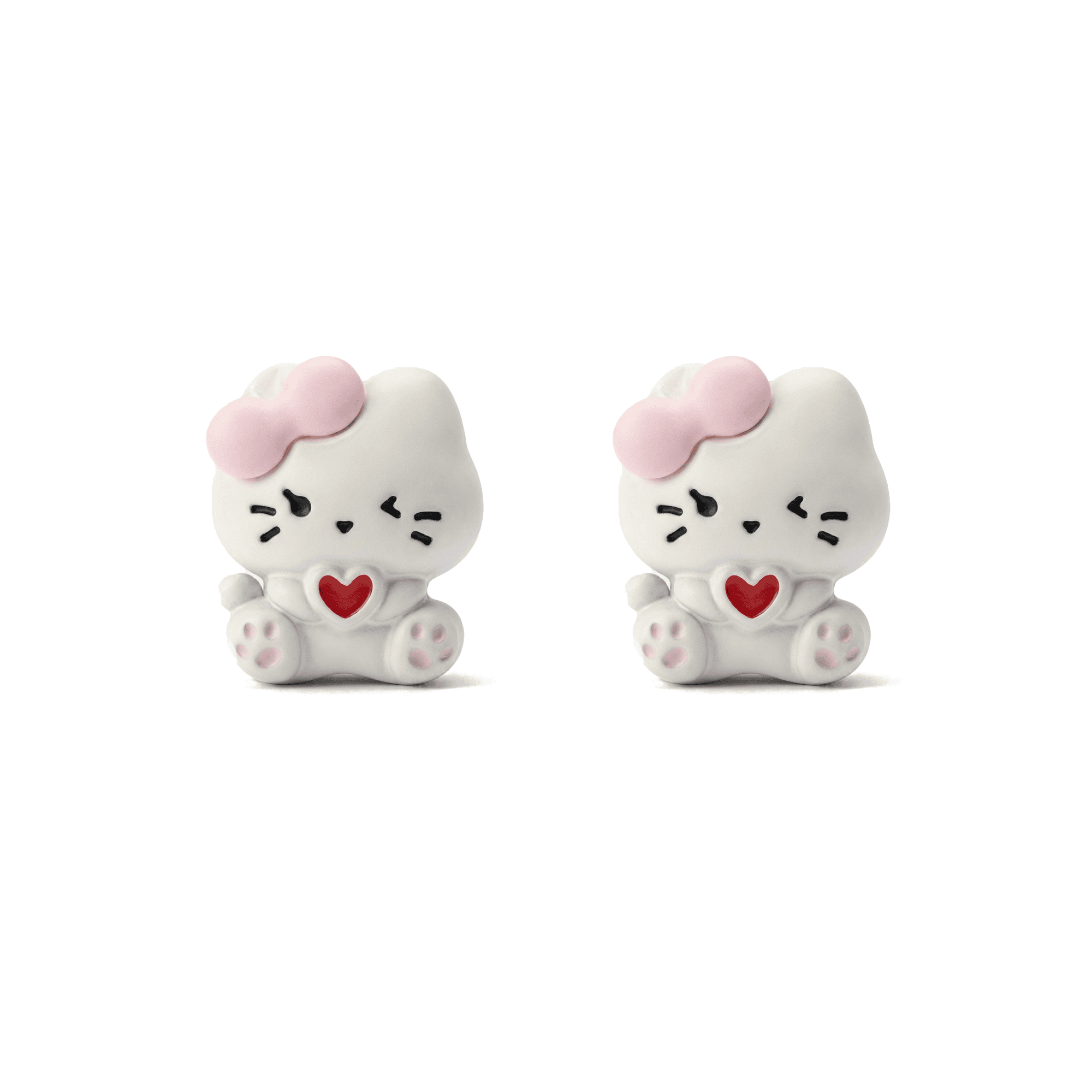 2866-1 White Heart Kitty Enamel Jewelry Beads - 13×15mm - Image 1