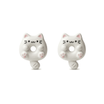 White Cat Donut Enamel Jewelry Beads - 14×18mm