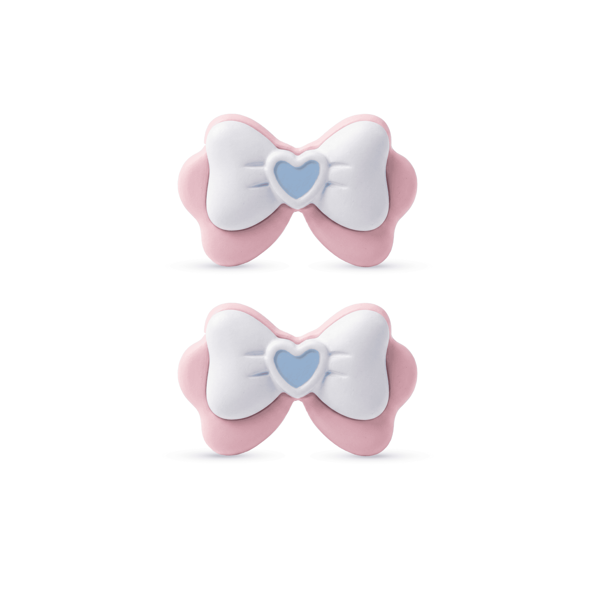 2870-1 Pink|White Sweet Love Bow Enamel Jewelry Beads - 10×16mm - Image 1