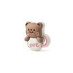 Brown|White Cute Teddy Love Enamel Jewelry Beads - 16×16mm - Image 2