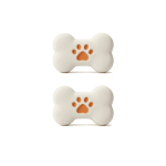 White|Orange Paw Print Bone Enamel Jewelry Beads - 8×12mm