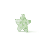 Pastel Green Star White Dotted Enamel Glass Bead - 14mm - Image 2