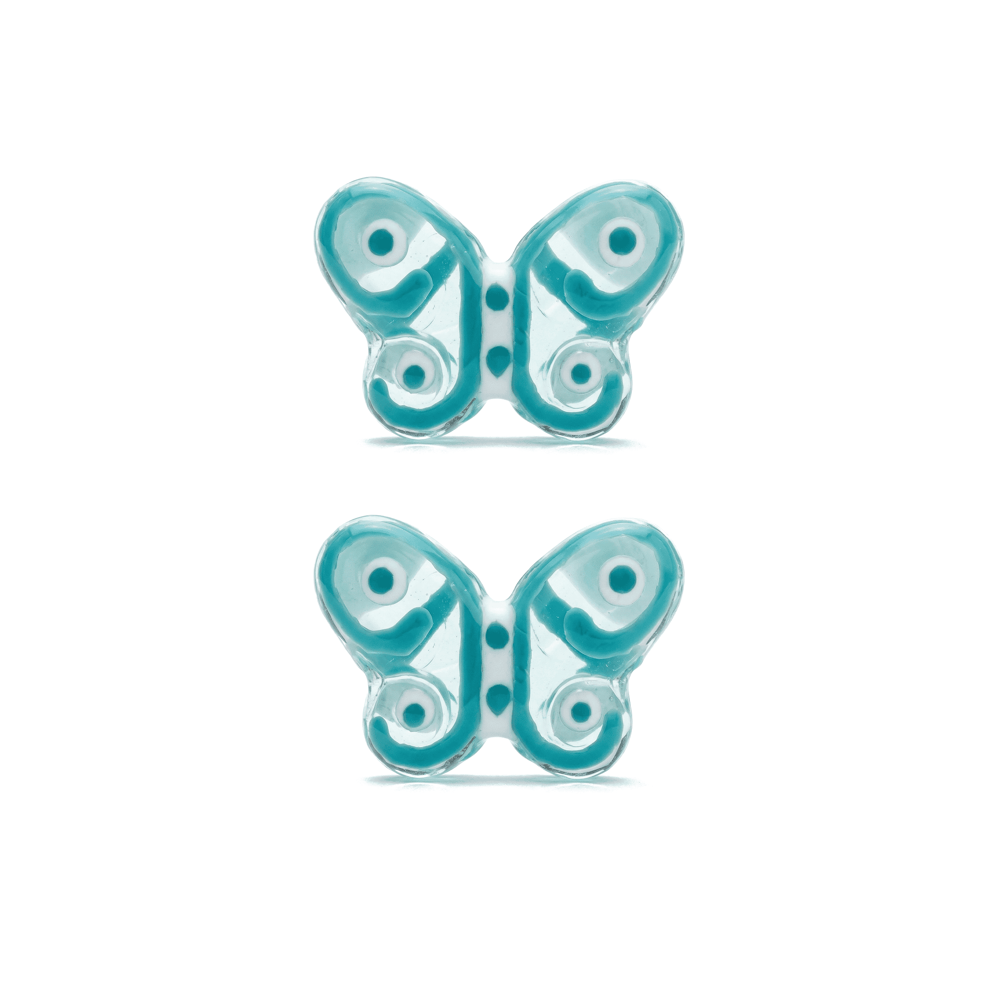 2888-1 Blue Dreamy Butterfly Enamel Glass Bead - 10×15mm - Image 1