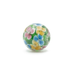 Green Floral Round Enamel Glass Bead - 11×12mm - Image 2