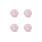 Pink Round White Dotted Enamel Glass Bead - 8mm