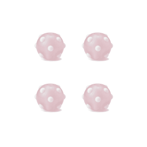 Pink Round White Dotted Enamel Glass Bead – 8mm