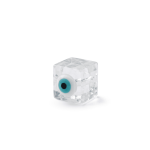 White Evil Eye Icy Cube Enamel Glass Bead - 7mm - Image 2