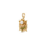 Yellow Sunflower Pearl Frame Pendant - 22×36mm Enamel 18K Gold Plated - Image 2
