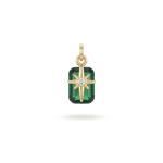 Green Crystal Cross with CZ  Stone Pendant - 4×12mm 18K Gold Plated