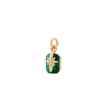 Green Crystal Cross with CZ  Stone Pendant - 4×12mm 18K Gold Plated - Image 2