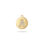 Letter A Alphabet Charm with Pave CZ Stones - 9×10mm 18K Gold Plated