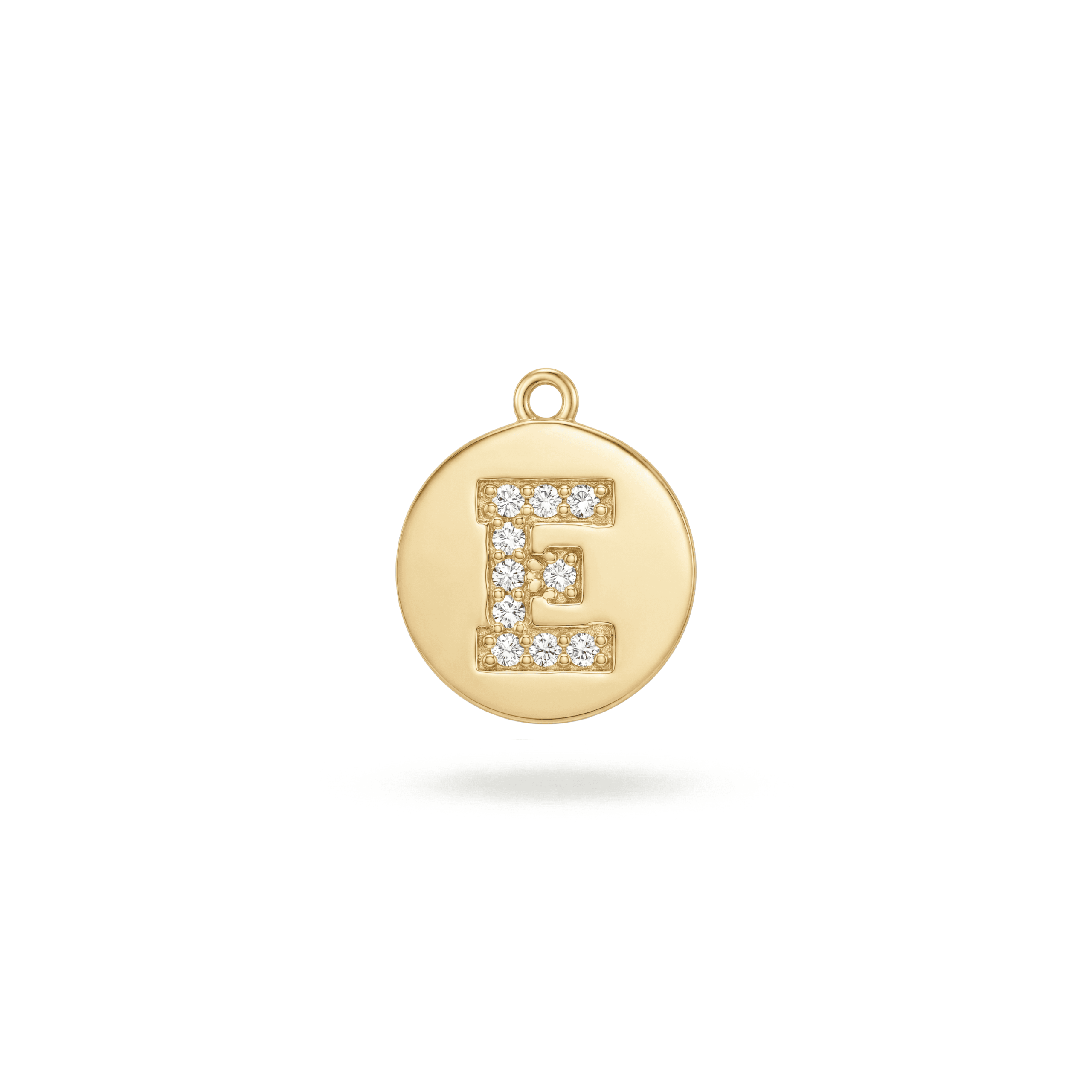 2927-1LQ Letter E Alphabet Charm with Pave CZ Stones - 9×10mm 18K Gold Plated - Image 1