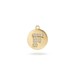 Letter F Alphabet Charm with Pave CZ Stones - 9×10mm 18K Gold Plated