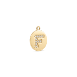Letter F Alphabet Charm with Pave CZ Stones - 9×10mm 18K Gold Plated - Image 2