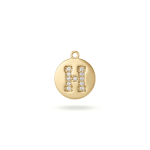 Letter H Alphabet Charm with Pave CZ Stones - 9×10mm 18K Gold Plated