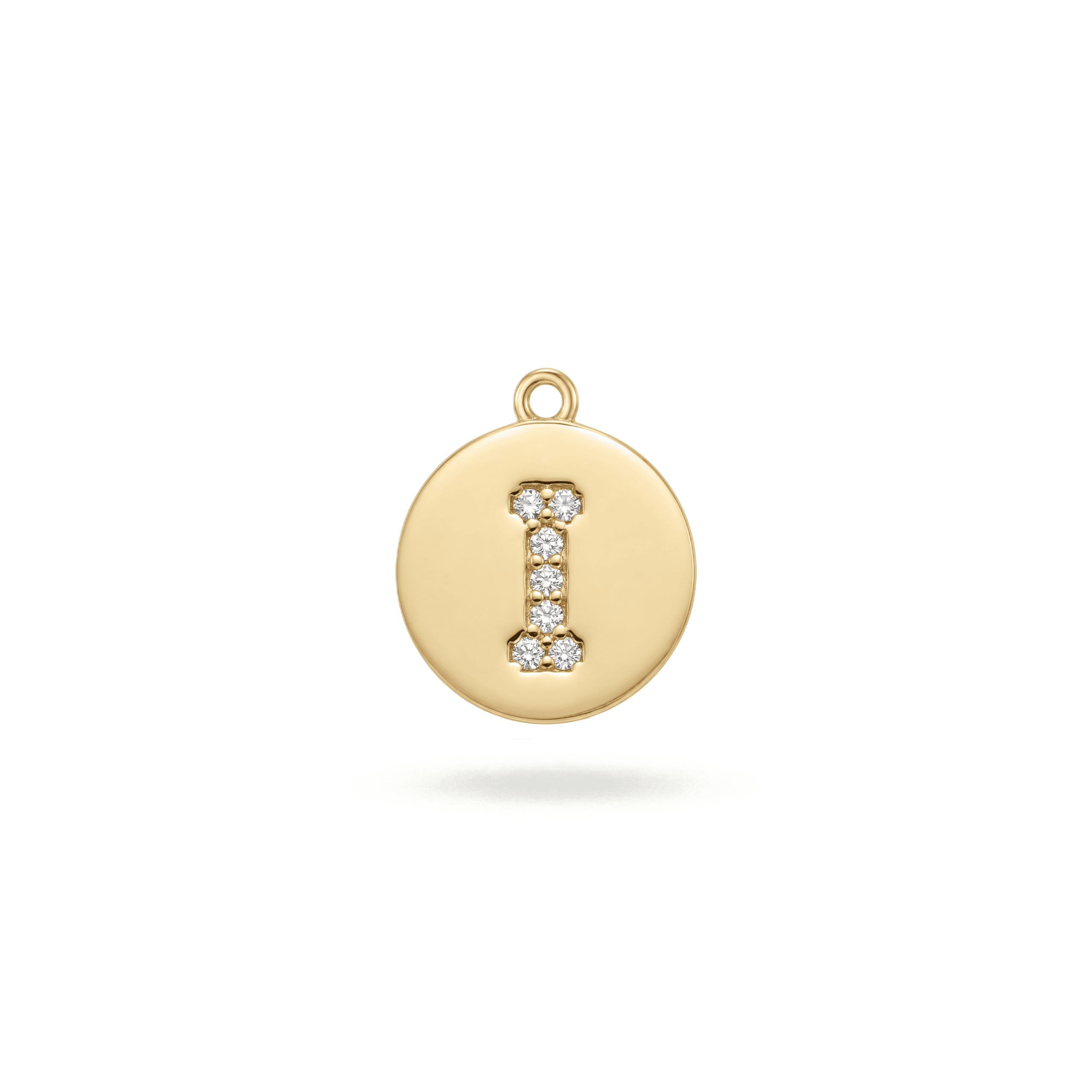 2931-1LQ Letter I Alphabet Charm with Pave CZ Stones - 9×10mm 18K Gold Plated - Image 1
