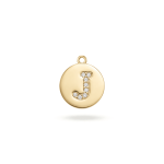 Letter J Alphabet Charm with Pave CZ Stones - 9×10mm 18K Gold Plated