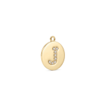 Letter J Alphabet Charm with Pave CZ Stones - 9×10mm 18K Gold Plated - Image 2