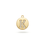 Letter K Alphabet Charm with Pave CZ Stones - 9×10mm 18K Gold Plated