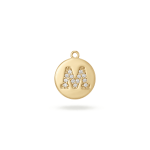 Letter M Alphabet Charm with Pave CZ Stones - 9×10mm 18K Gold Plated