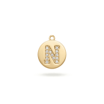 Letter N Alphabet Charm with Pave CZ Stones - 9×10mm 18K Gold Plated