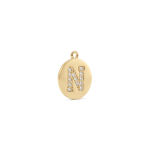 Letter N Alphabet Charm with Pave CZ Stones - 9×10mm 18K Gold Plated - Image 2