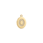 Letter O Alphabet Charm with Pave CZ Stones - 9×10mm 18K Gold Plated - Image 2