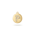 Letter P Alphabet Charm with Pave CZ Stones - 9×10mm 18K Gold Plated