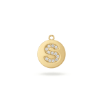 Letter S Alphabet Charm with Pave CZ Stones - 9×10mm 18K Gold Plated