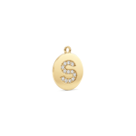 Letter S Alphabet Charm with Pave CZ Stones - 9×10mm 18K Gold Plated - Image 2