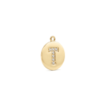 Letter T Alphabet Charm with Pave CZ Stones - 9×10mm 18K Gold Plated - Image 2