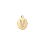 Letter V Alphabet Charm with Pave CZ Stones - 9×10mm 18K Gold Plated - Image 2