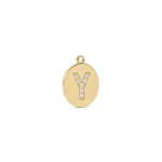 Letter Y Alphabet Charm with Pave CZ Stones - 9×10mm 18K Gold Plated - Image 2
