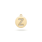 Letter Z Alphabet Charm with Pave CZ Stones - 9×10mm 18K Gold Plated