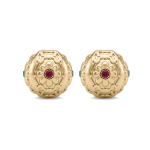 Round Bead with Red|Green Jade Stones - 9mm 18K Gold Plated