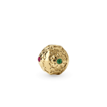 Round Bead with Red|Green Jade Stones - 9mm 18K Gold Plated - Image 2