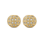 Round Ball Bead with Pave CZ Stones - 7×8mm 18K Gold Plated