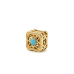 Fligree Cube Bead with Red|Blue Enamel Stones - 6×9mm 18K Gold Plated - Image 2