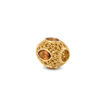 Filigree Oval Bead with Red Quarts Stones - 8×11mm 18K Gold Plated - Image 2