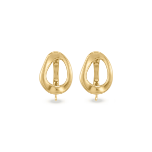 Irregular Oval Latch Back Earring Connector – 12×17mm 18K Gold plated