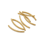Curved Engraved Textured Tube Bead - 1.5×30mm 18K Gold Plated